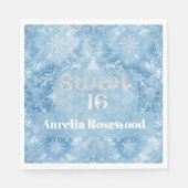 Eisblaue Frost-Fee Winter-Schnee Sweet 16 Chic Serviette (Vorderseite)