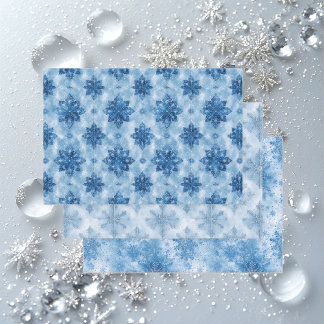 Eisblaue Märchen-Winter-Schneeflocken-Dekoupage Geschenkpapier Set
