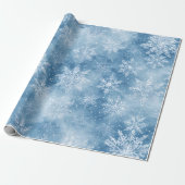 Eisblaue Märchen-Winter-Silber-Schneeflocken-Frost Geschenkpapier (Ungerollt)