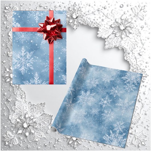 Eisblaue Märchen-Winter-Silber-Schneeflocken-Frost Geschenkpapier