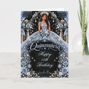 Eisblaue Quinceañera-Feier Karte