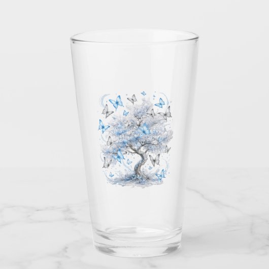 Eisblaue Schmetterlingsbaum-Glas-Saft-Tasse Glas (Vorderseite)