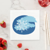 Eisblaue Schneeflocke Abstrakter Winterkreis Serviette (Beispiel)