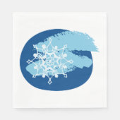 Eisblaue Schneeflocke Abstrakter Winterkreis Serviette (Vorderseite)
