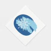Eisblaue Schneeflocke Abstrakter Winterkreis Serviette (Ecke)
