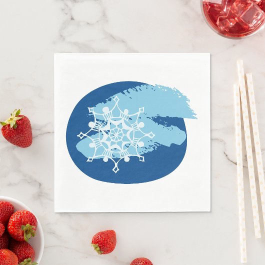 Eisblaue Schneeflocke Abstrakter Winterkreis Serviette