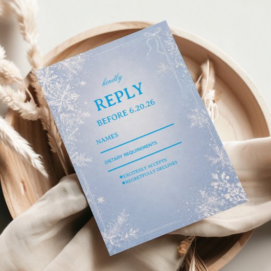 Eisblaue Schneeflocken-Feierstyle RSVP Karte