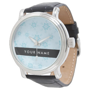 Eisblaue Schneeflocken, Ihr Name, Personalisieren Armbanduhr