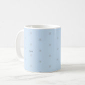 Eisblaue Schneeflocken-Muster personalisiert Kaffeetasse (Vorderseite Links)