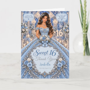 Eisblaue Sweet 16 Feier Dankeskarte