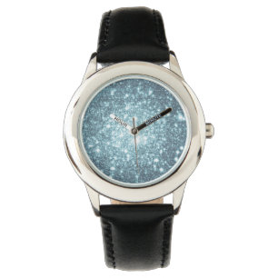 Eisblaue Teal-Star-Uhr Armbanduhr