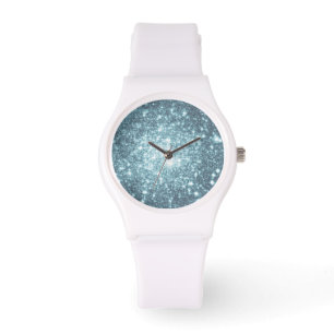Eisblaue Teal-Star-Uhr Armbanduhr