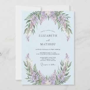 Eisblaue Whimsical-Wisteria-Hochzeit Einladung