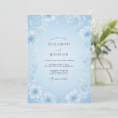 Eisblaue Wildblumenhochzeit Einladung (Stehend Vorderseite)