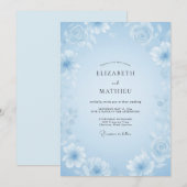 Eisblaue Wildblumenhochzeit Einladung (Vorne/Hinten)