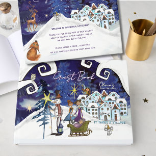 Eisblaue Winter-Magie-Baby-Shower-Gästebuch Gästebuch
