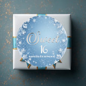 Eisblauer Frost Märchenhafter Winter Schnee Sweet Runder Aufkleber