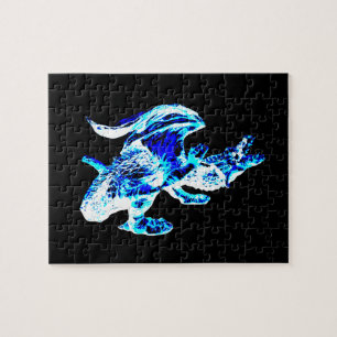 Eisblauer Frostdrache Fliegender Fantasy-Drache Ku Puzzle