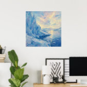 Eisblauer Gletscher - Impressionistischer Malstil Poster (Heimbüro)