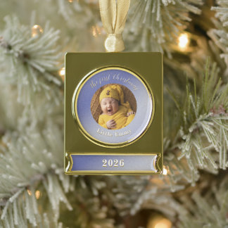 Eisblauer Glitter Weihnachtsschmuck für Babys erst Banner-Ornament Gold