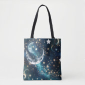 Eisblauer Himmelmond Tasche (Vorderseite)