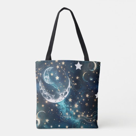 Eisblauer Himmelmond Tasche (Rückseite)