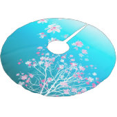 Eisblauer mit Kirschblüten Polyester Weihnachtsbaumdecke (Schrägansicht)