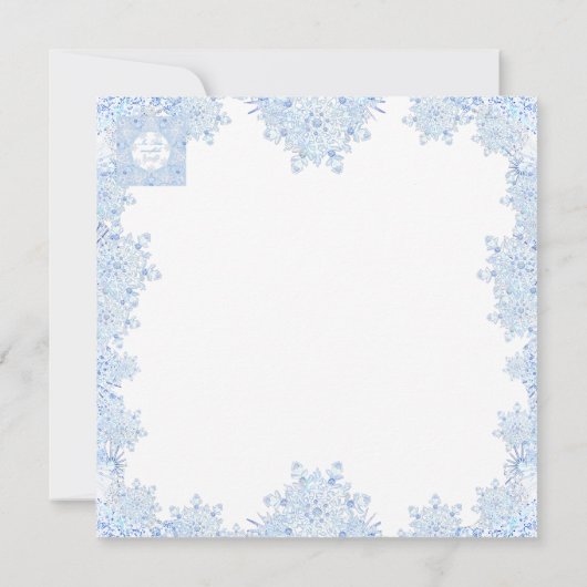 Eisblauer Schneeflocken Einladung (Rückseite)