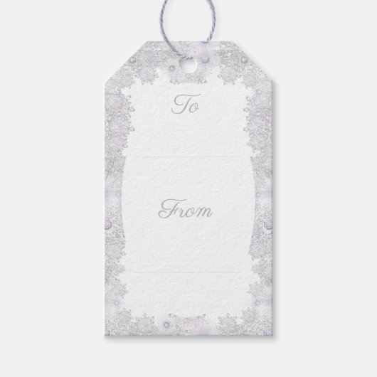 Eisblauer Schneeflocken Geschenkanhänger (Vorderseite)