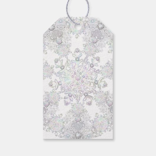 Eisblauer Schneeflocken Geschenkanhänger (Rückseite)