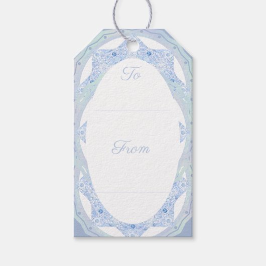 Eisblauer Schneeflocken Geschenkanhänger (Vorderseite)