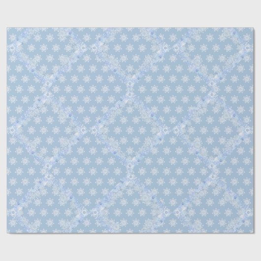 Eisblauer Schneeflocken Geschenkpapier (Flach)