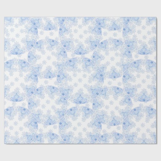 Eisblauer Schneeflocken Geschenkpapier (Flach)