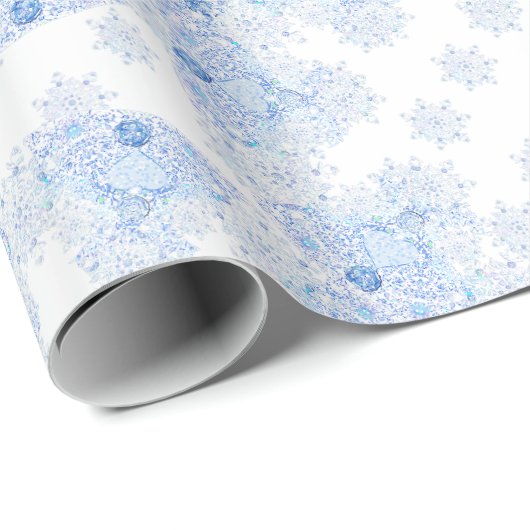 Eisblauer Schneeflocken Geschenkpapier (Rolleneckpunkt)