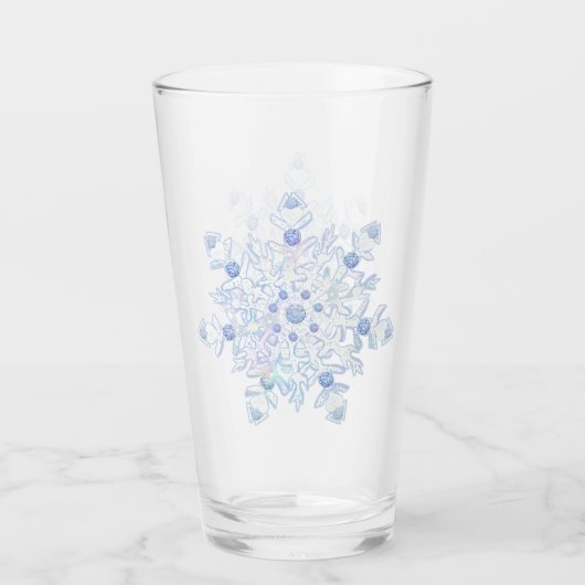 Eisblauer Schneeflocken Glas (Rückseite)