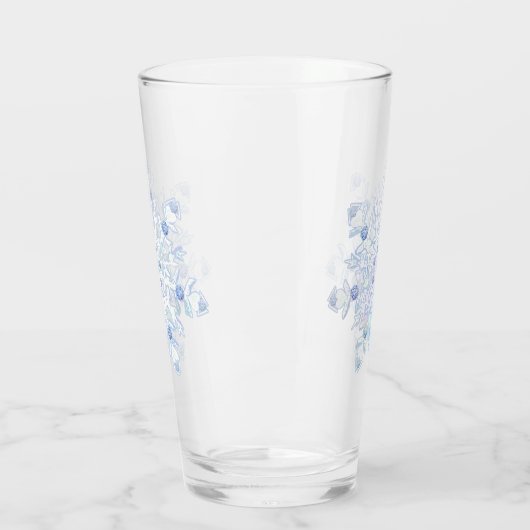 Eisblauer Schneeflocken Glas (Links)