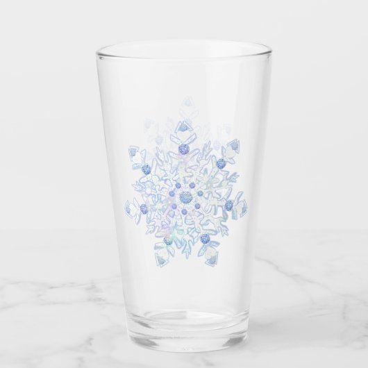 Eisblauer Schneeflocken Glas (Vorderseite)