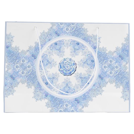 Eisblauer Schneeflocken Große Geschenktüte (Rückseite)