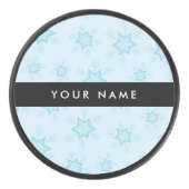 Eisblauer Schneeflocken, Ihr Name, Personalisieren Eishockey Puck (Vorderseite)