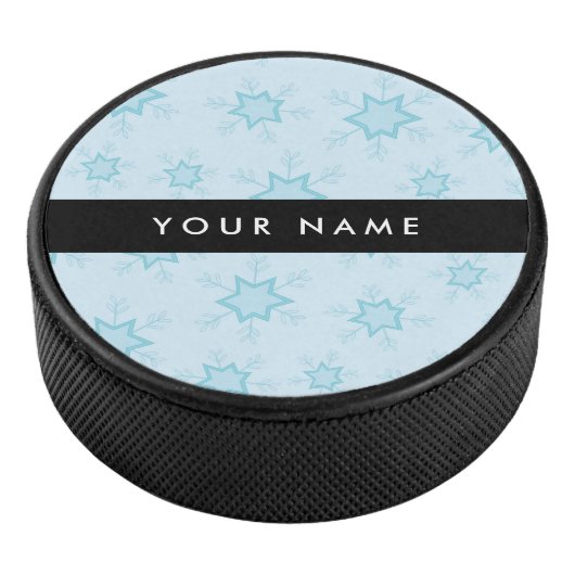 Eisblauer Schneeflocken, Ihr Name, Personalisieren Eishockey Puck (3/4)