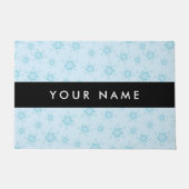 Eisblauer Schneeflocken, Ihr Name, Personalisieren Fußmatte (Vorderseite)