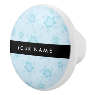 Eisblauer Schneeflocken, Ihr Name, Personalisieren Keramikknauf