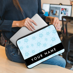 Eisblauer Schneeflocken, Ihr Name, Personalisieren Laptopschutzhülle