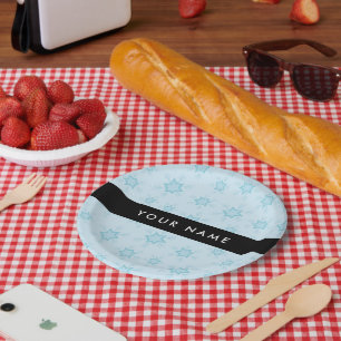 Eisblauer Schneeflocken, Ihr Name, Personalisieren Pappteller