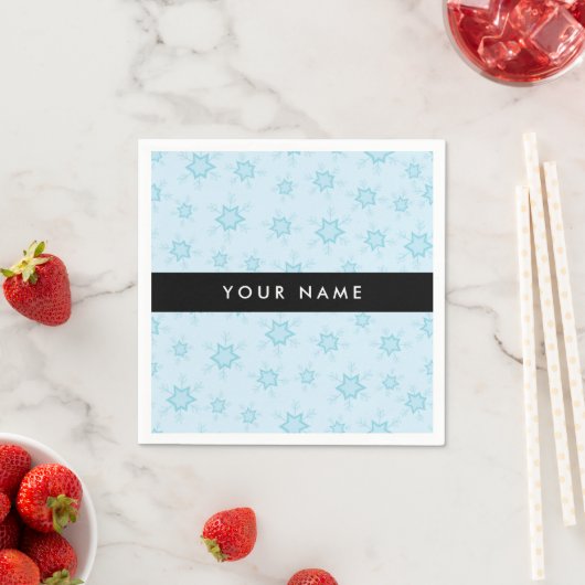 Eisblauer Schneeflocken, Ihr Name, Personalisieren Serviette (Beispiel)