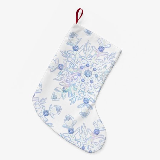 Eisblauer Schneeflocken Kleiner Weihnachtsstrumpf (Vorderansicht (hängend))