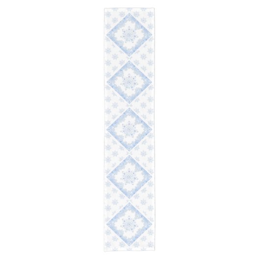 Eisblauer Schneeflocken Kurzer Tischläufer (Vorderseite)