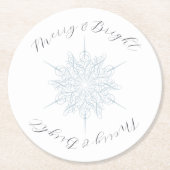 Eisblauer Schneeflocken Merry & Bright Runder Pappuntersetzer (Vorderseite)