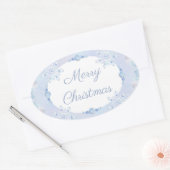 Eisblauer Schneeflocken Ovaler Aufkleber (Umschlag)