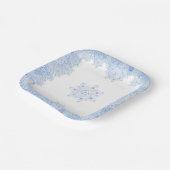 Eisblauer Schneeflocken Pappteller (Gewinkelt)